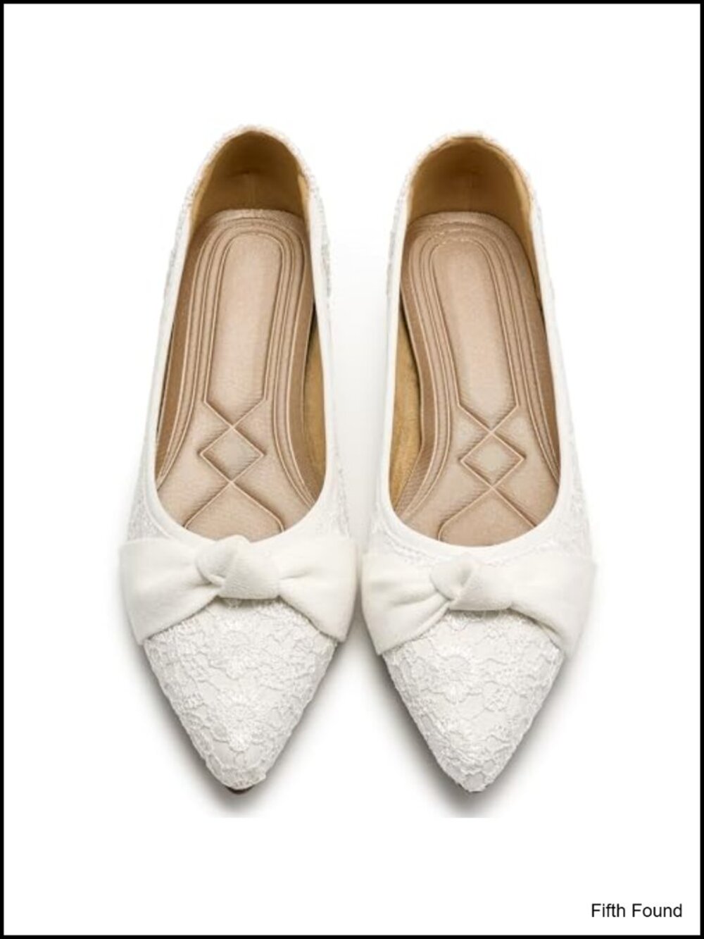 Lace Ballet Flats Pointed Toe Bow Slip-On Wedding Dress Shoes
